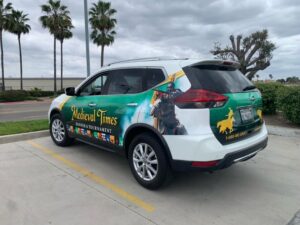Midieval Times custom vehicle wrap for advertising in Buena Park, ca