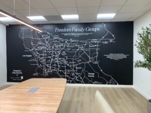 printed wallpaper with map design for conference rooms in whittier, ca
