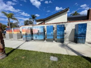 Custom Vinyl Graphics Make Ugly Electrical Boxes Look Like Art in Huntington Beach, CA! huntington beach ca 3m electrical box wraps and graphics 300x225