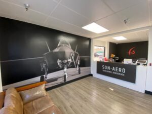 Office lobby logos and printed wallpaper for businesses in anaheim, ca