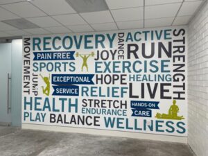 word wall graphics for physical therapy facilities in orange county, ca