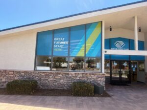 perforated window graphics for commercial windows in cypress, ca