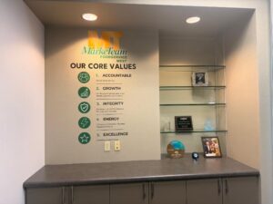 company core values displayed on office walls in anaheim, ca